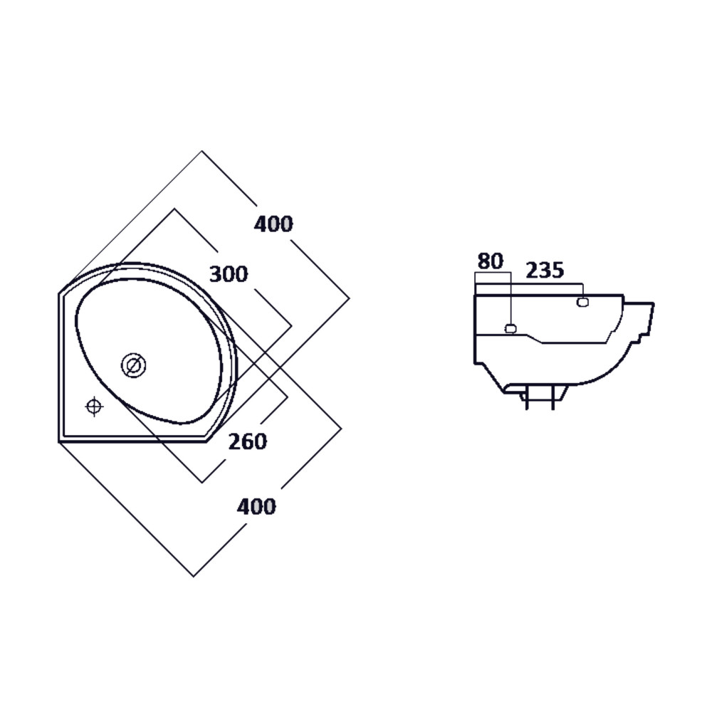 УМИВАЛЬНИК КУТОВИЙ 40 CORNER WB-CO-40