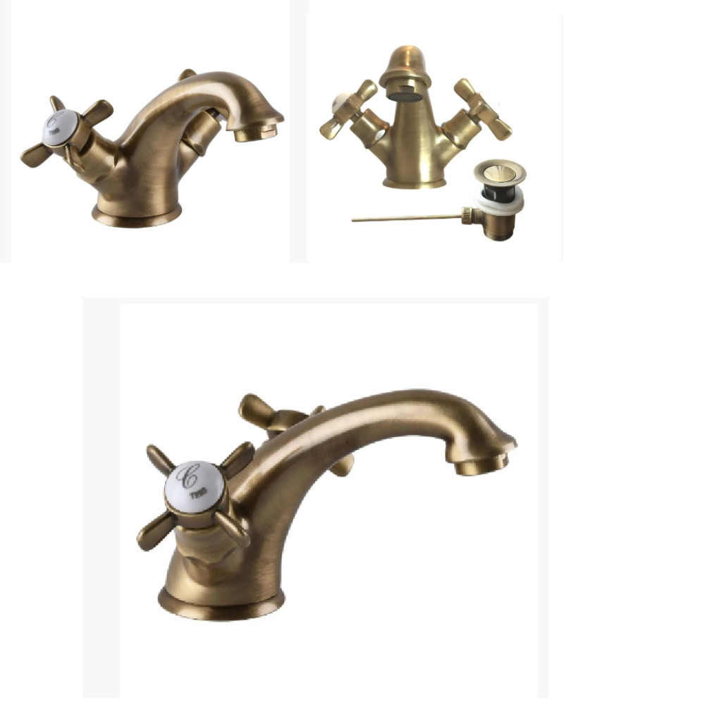 Змішувач для біде RETRO-5291200161-TRES (Spain) з автоклапаном  БРОНЗА