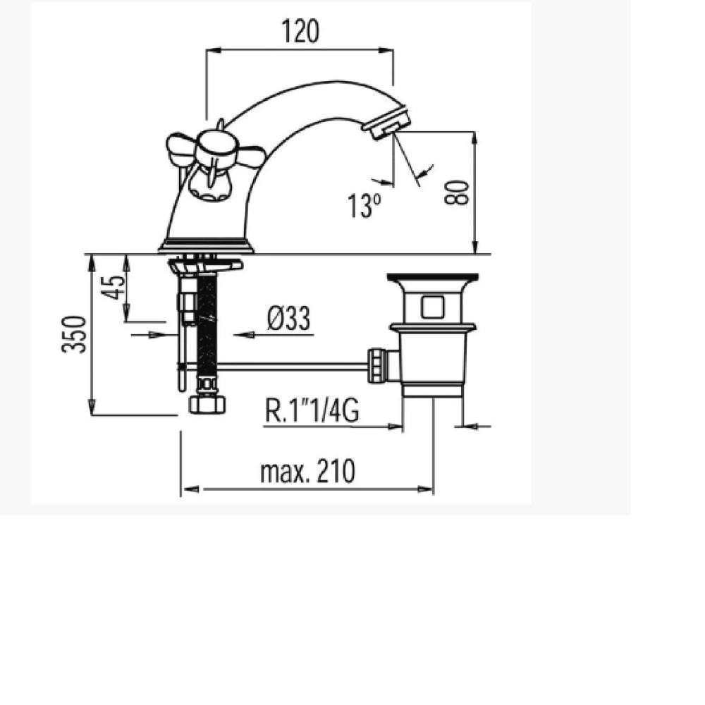 Змішувач для біде RETRO-5291200161-TRES (Spain) з автоклапаном  БРОНЗА
