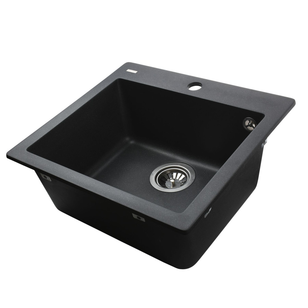 Гранітна мийка Globus Lux AOSTA чорний металік 490x455мм-А0001