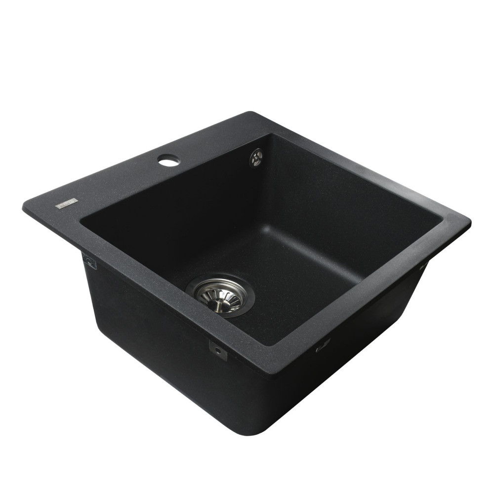 Гранітна мийка Globus Lux AOSTA чорний металік 490x455мм-А0001