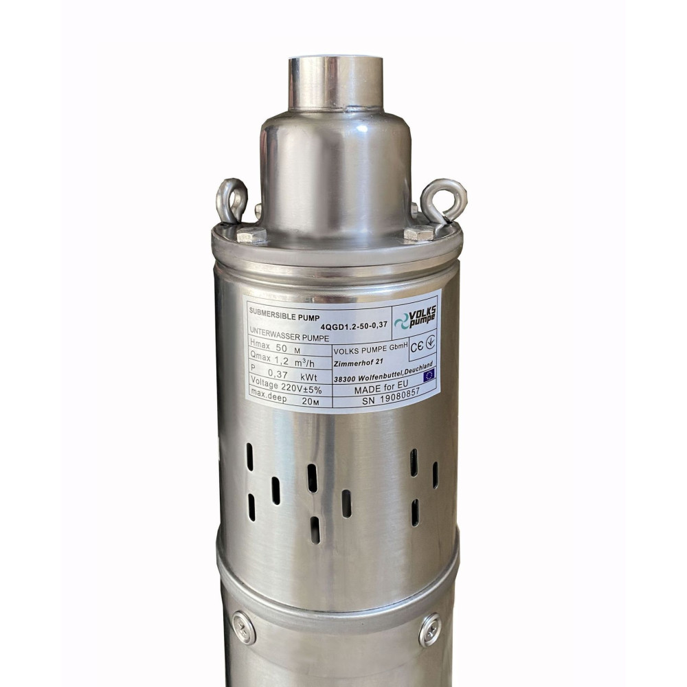 Насос свердловинний шнековий   VOLKS pumpe  4QGD 1,2-50-0,37кВт 4 дюйми +кабель 15м