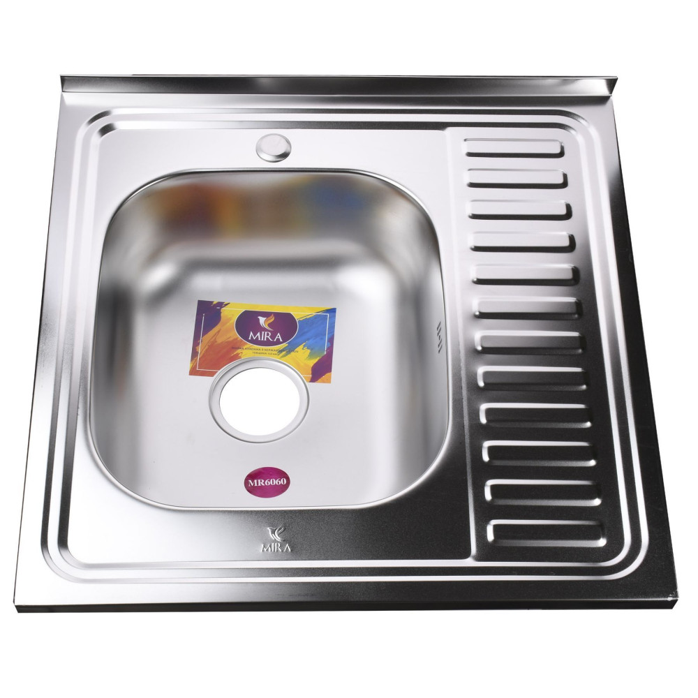 Мийка кухонна накладна прямокутна 600х600х180 Satin Left MR 6060 L E Mira