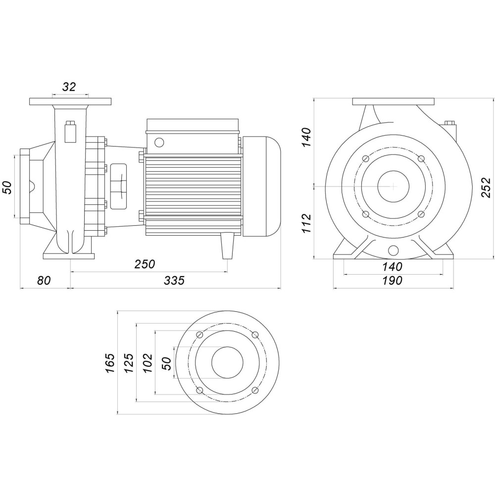 Насос моноблочний IR 32-125A 1,5 кВт SAER (20 м3/год, 25,4 м)