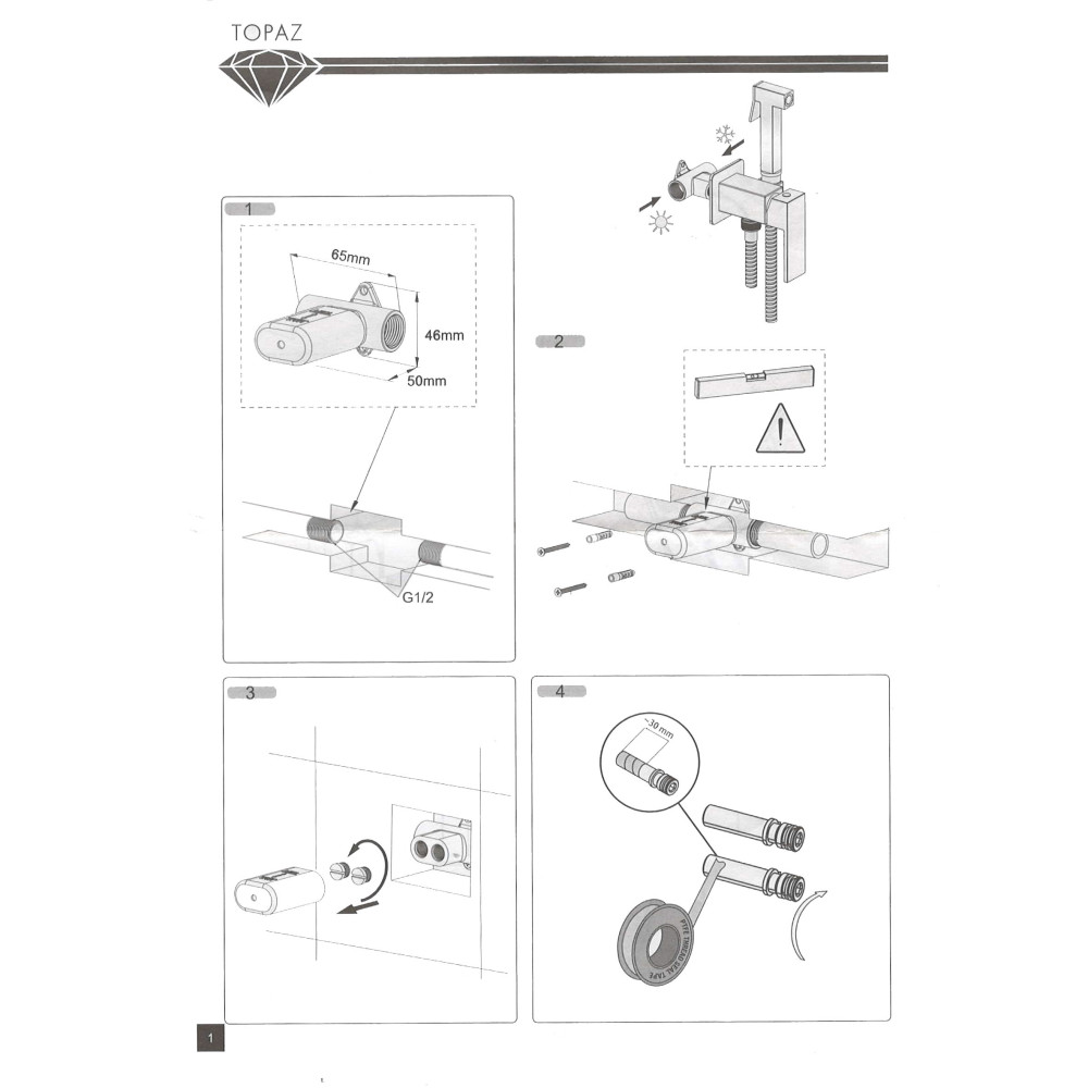 Змішувач гігієнічний TOPAZ BARTS TB 077106-H36