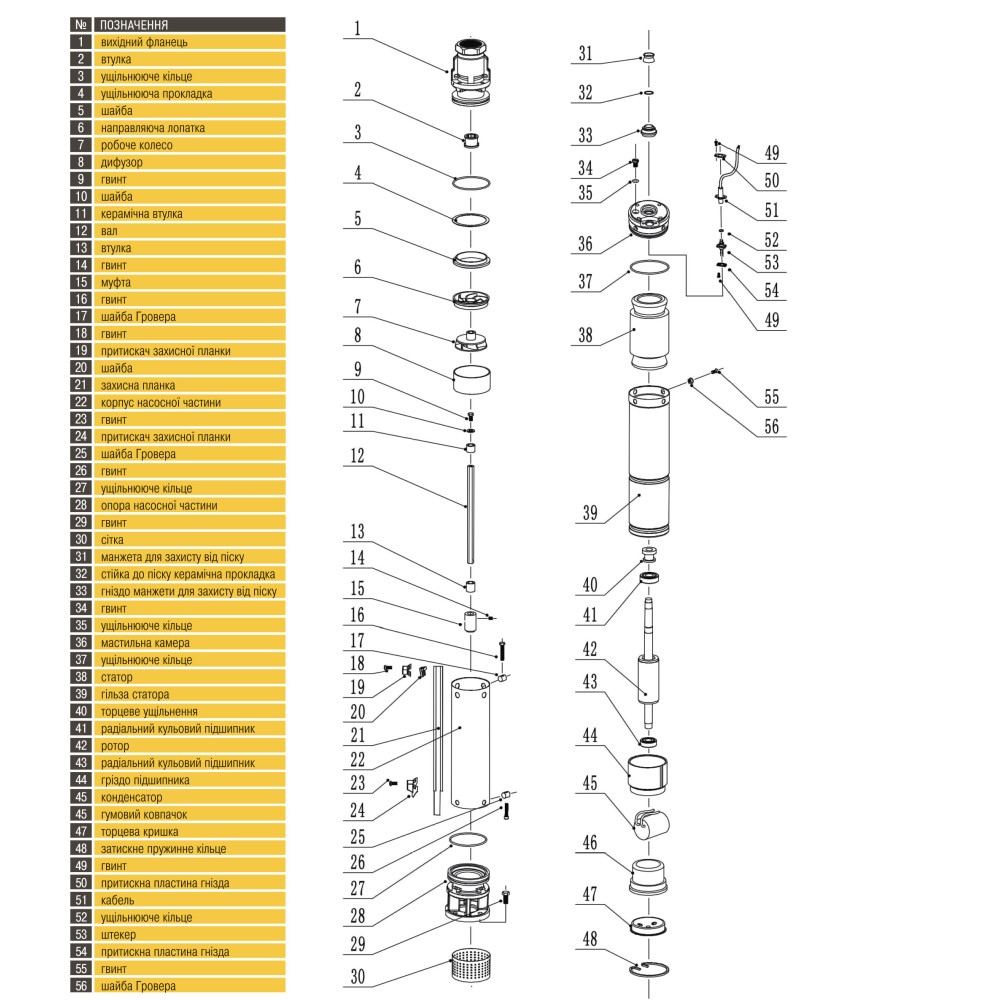 Насос свердловиний з підвищеною стійкістю до піску  OPTIMA PM 4QJm4/ 9 0,55 кВт 64м + 1,5 м кабель