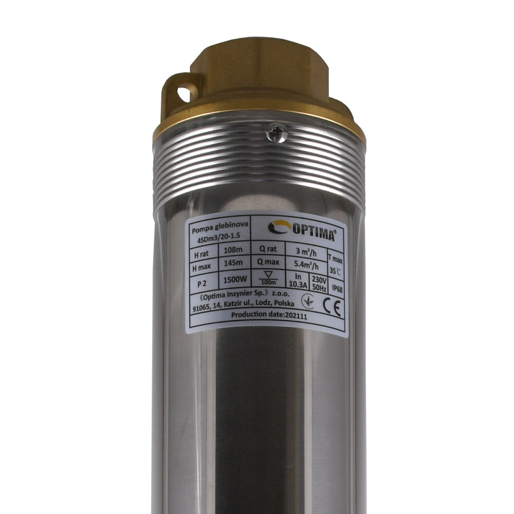 Насос свердловинний з підв. стійк. до піску OPTIMA  4SDm3/20 1.5 кВт 145м + пульт+кабель 1,5м NEW