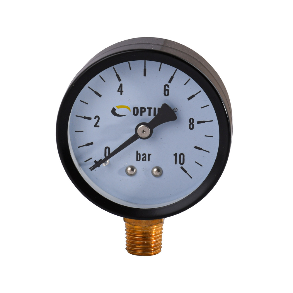 Манометр ″Optima″ 10 атм.  60 мм нижнє під'єднання сталевий корпус ( Y60 - YFC-2 )
