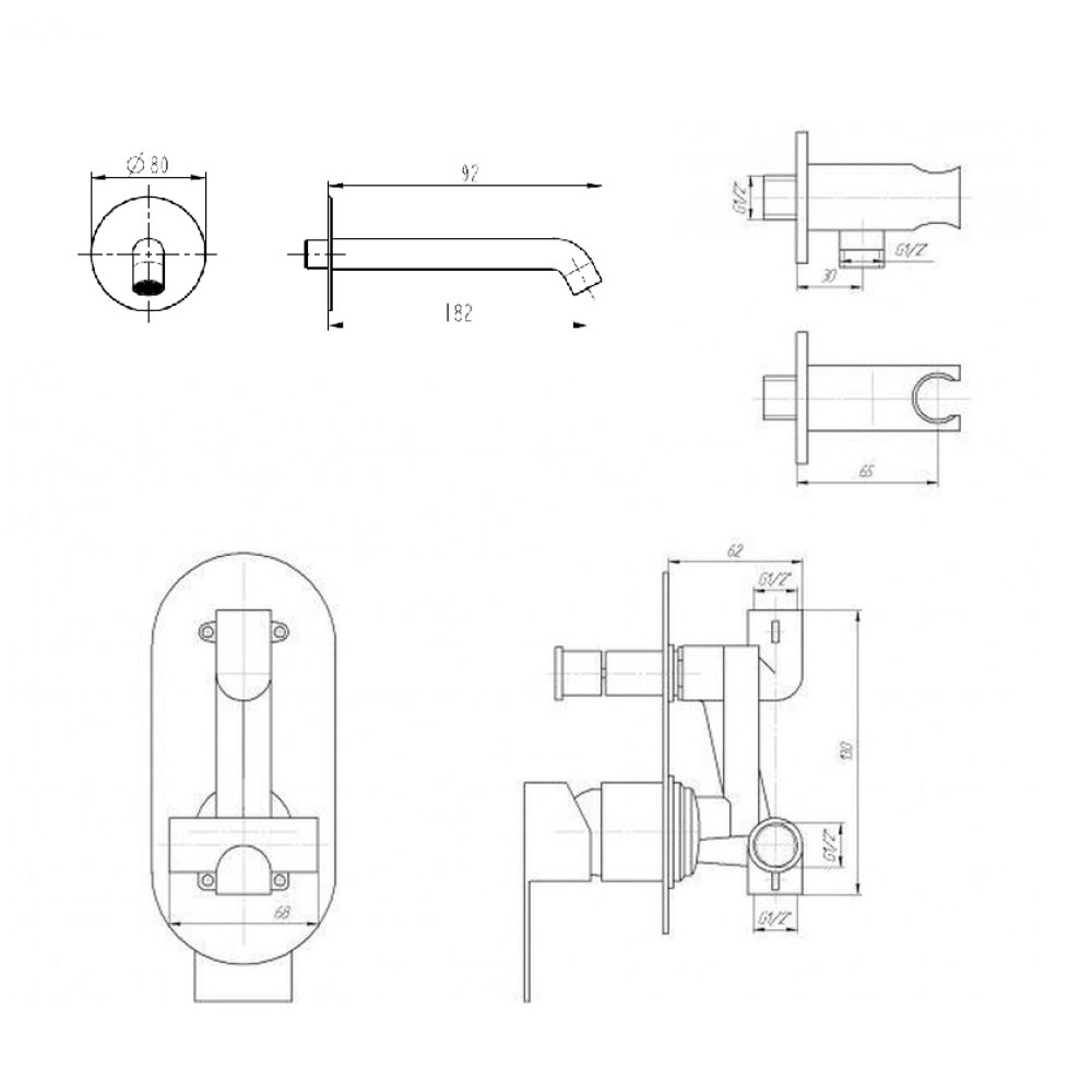 Змішувач для ванни вбудований TOPAZ BARTS TBG 07222-H36