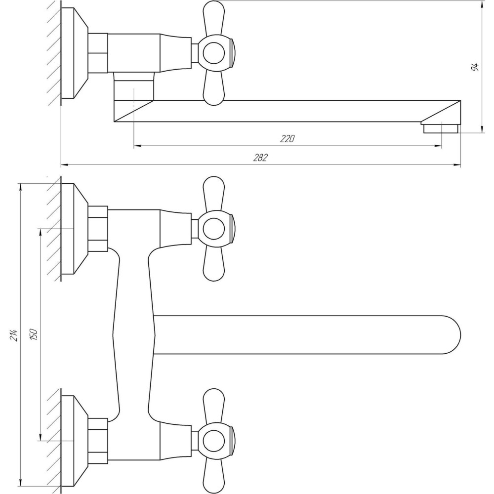 Змішувач для кухні Globus Lux GB-SHARM-361-BR зі стіни плоский вилив 250мм, латунь