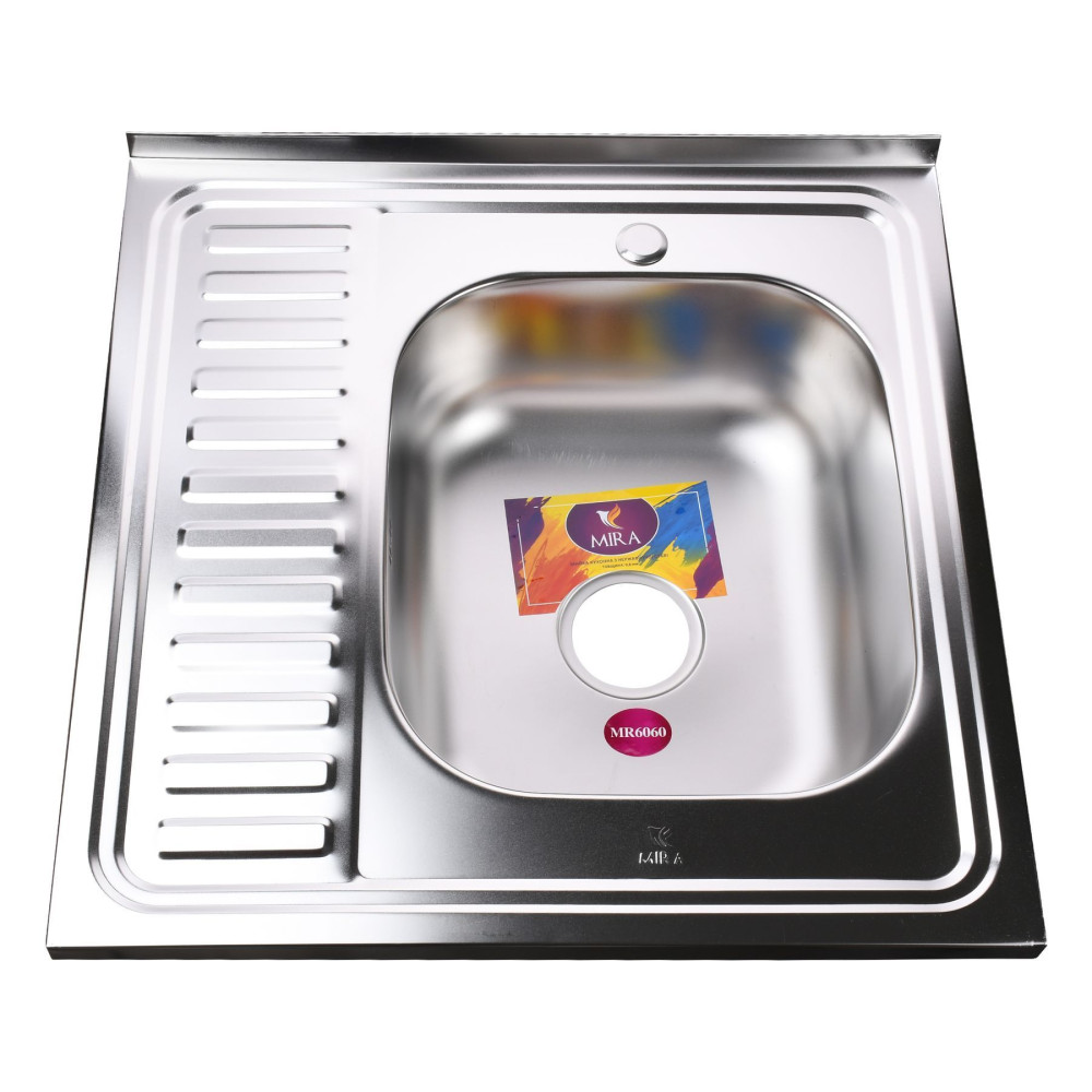 Мийка кухонна накладна прямокутна 600х600х180 Satin Right MR 6060 R E Mira