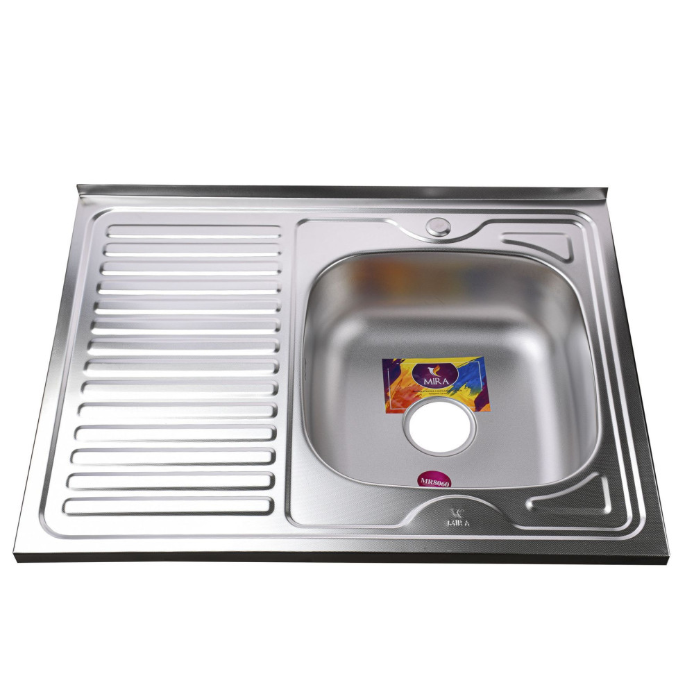 Мийка кухонна накладна прямокутна 800х600х180 Decor Right MR 8060 R D Mira