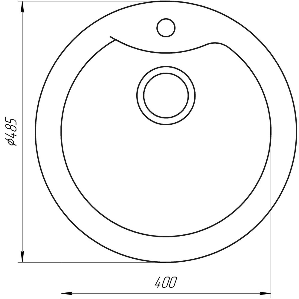 Гранітна мийка Globus Lux ORTA чорний металік 485мм-А0001