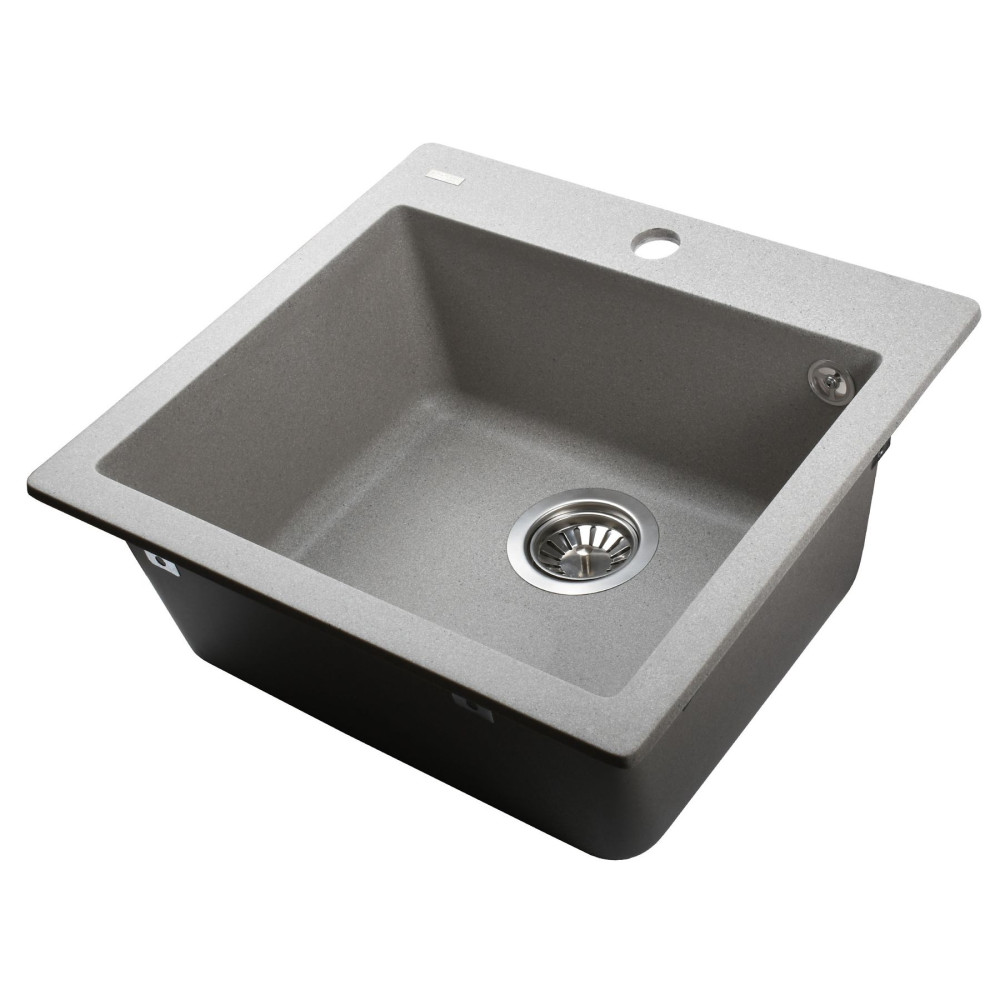 Гранітна мийка Globus Lux AOSTA сіiрий камiнь 490x455мм-А0005