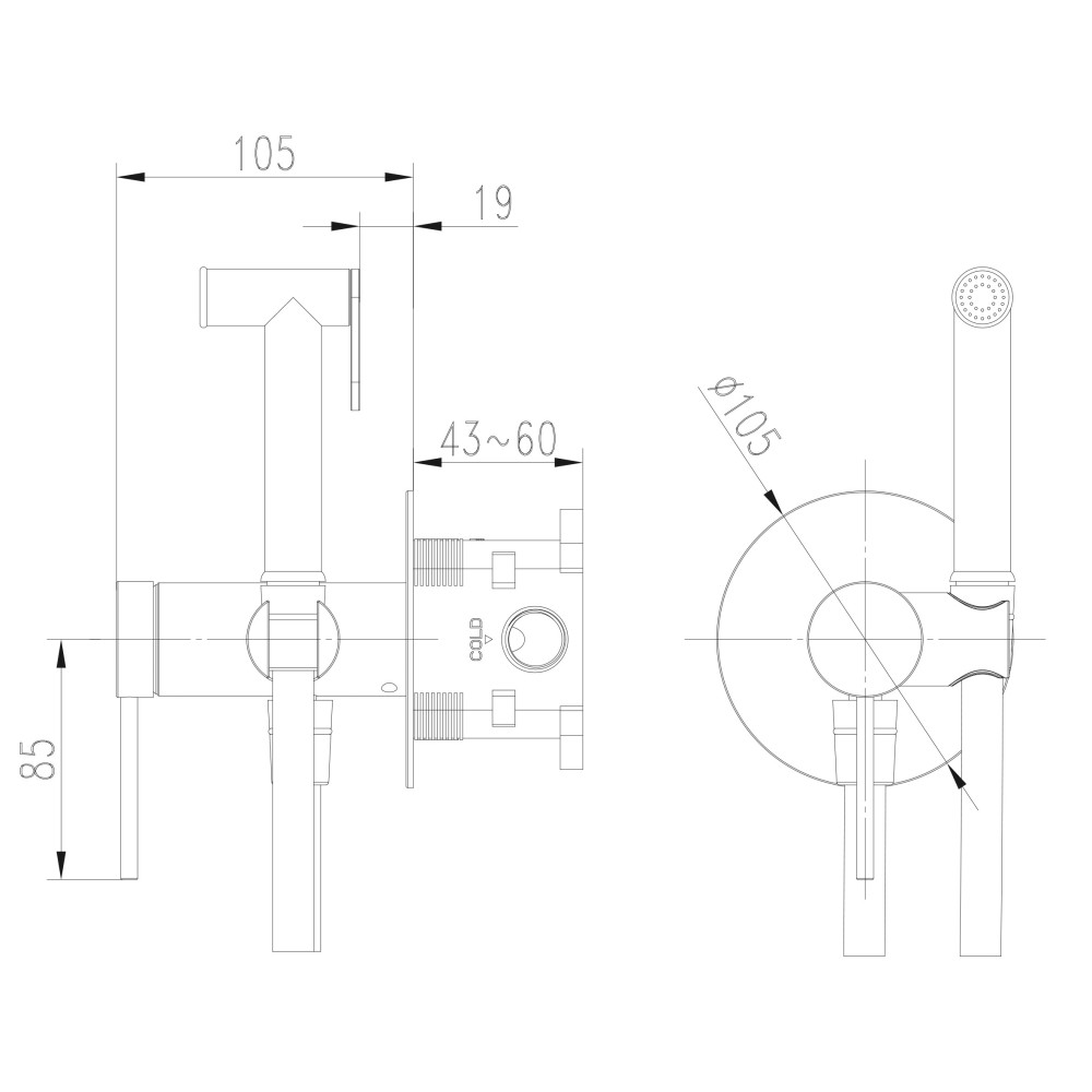 Змішувач гігієнічний TOPAZ LOFT TLF 32106-H39-C