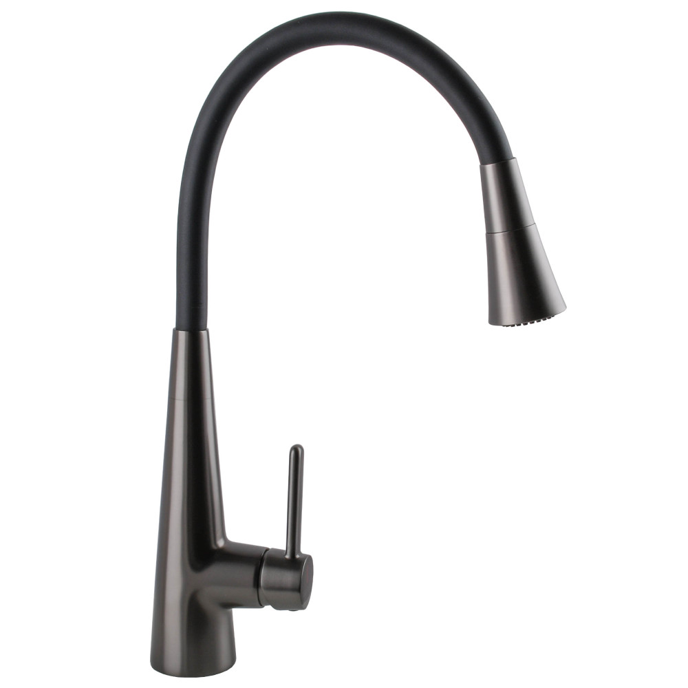 Змішувач для кухні Globus Lux LAZER Pro GLPR-203SM-GPлатунь Графіт,гофровилив Чорний з душ.насадкою