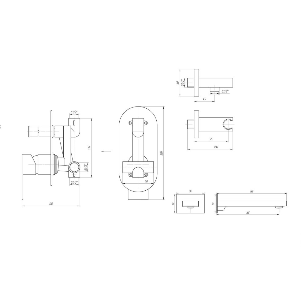 Змішувач для ванни вбудований TOPAZ SARDINIA TSG 08202-V-H20