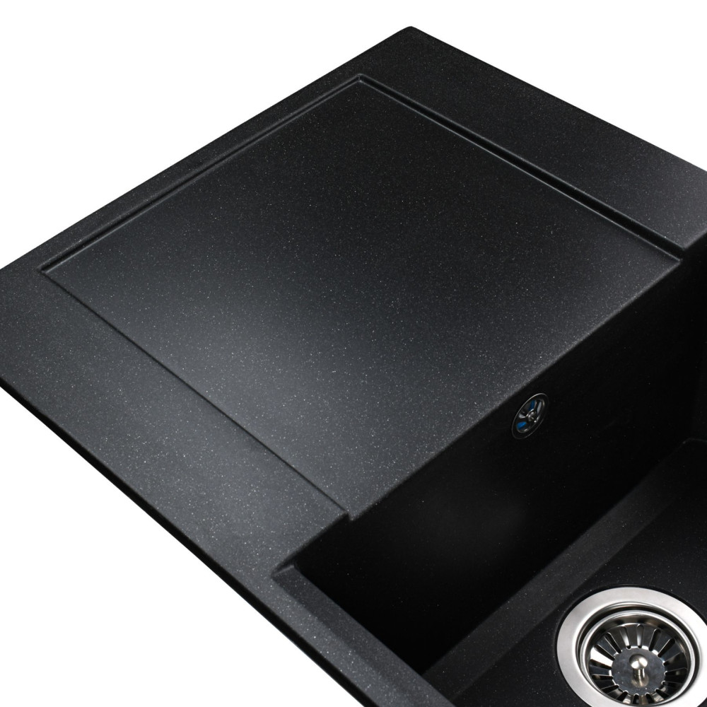 Гранітна мийка Globus Lux KOMO чорний металік 790х500мм-А0001