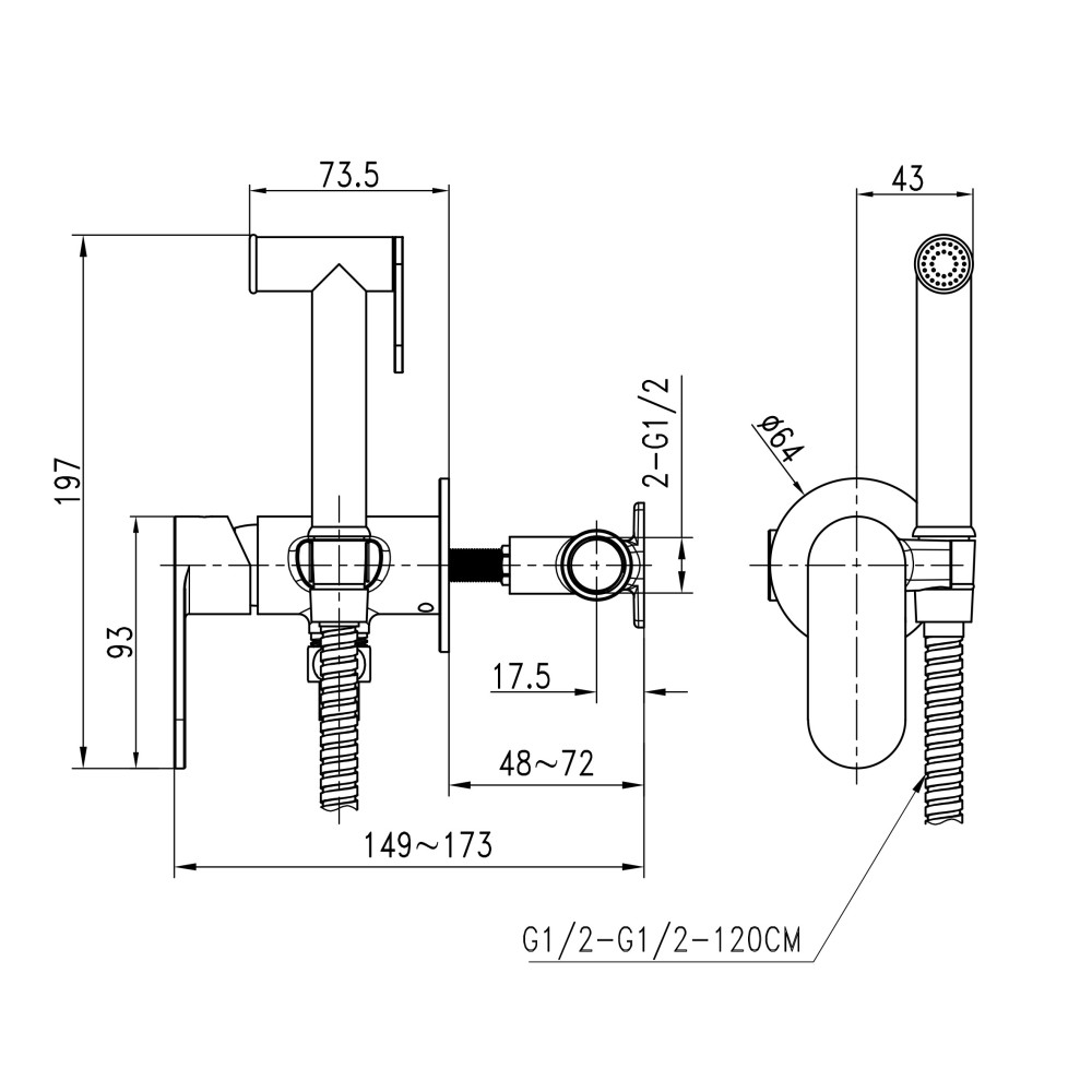 Змішувач гігієнічний TOPAZ BARTS TB 077106-H36