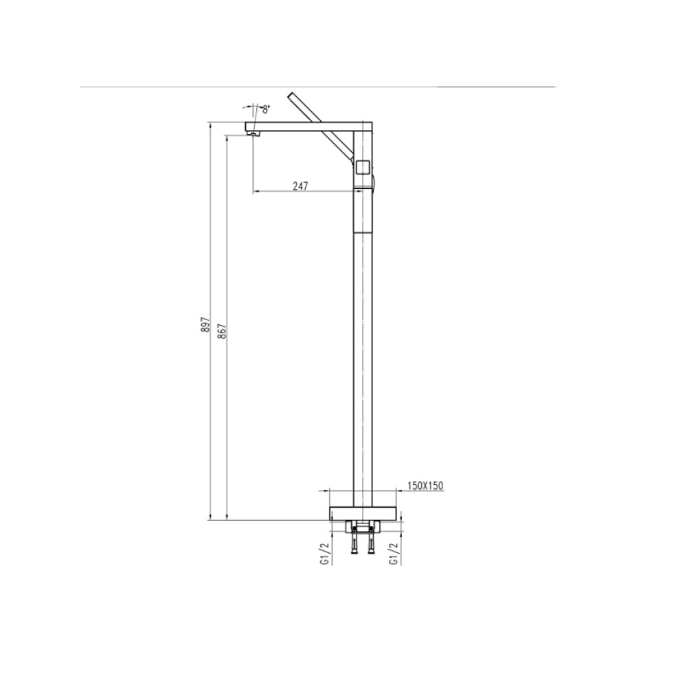 Змішувач для ванни TOPAZ ODISS TO 18113-H66