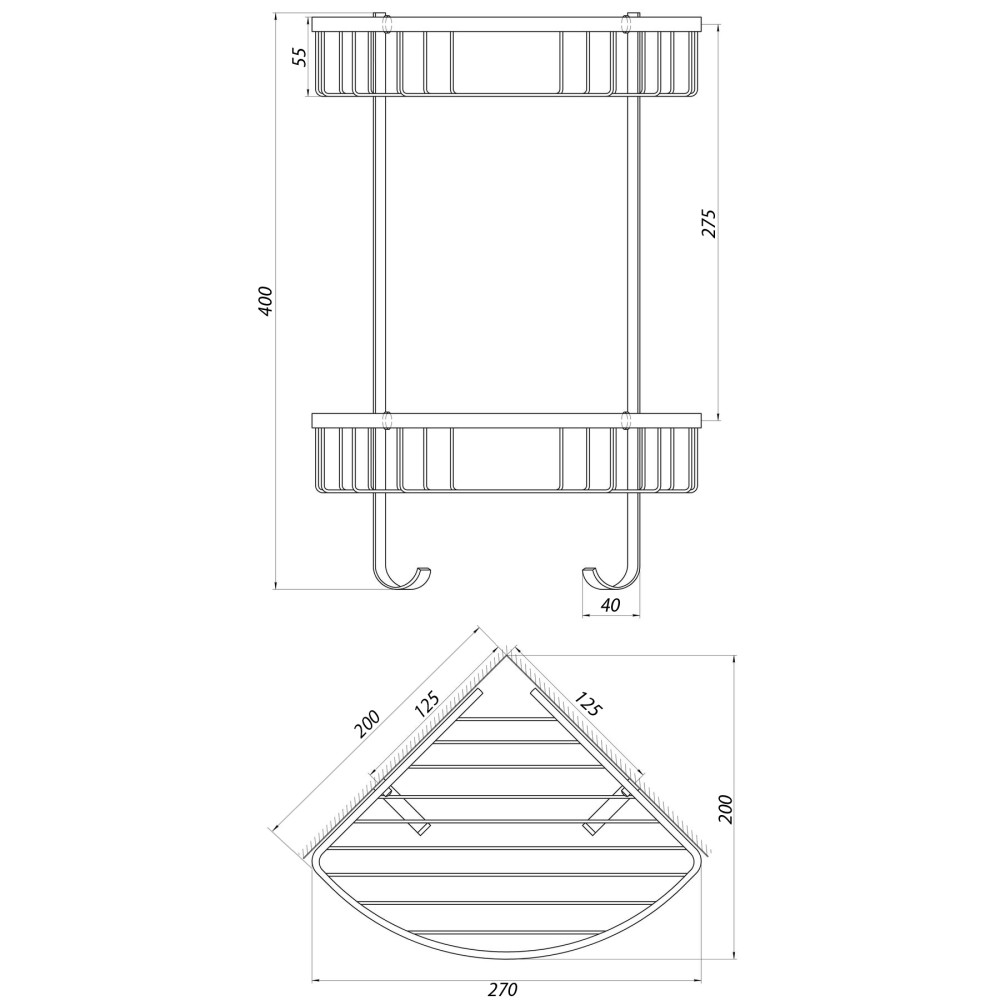 Поличка подвійна кутова TOPAZ 4124