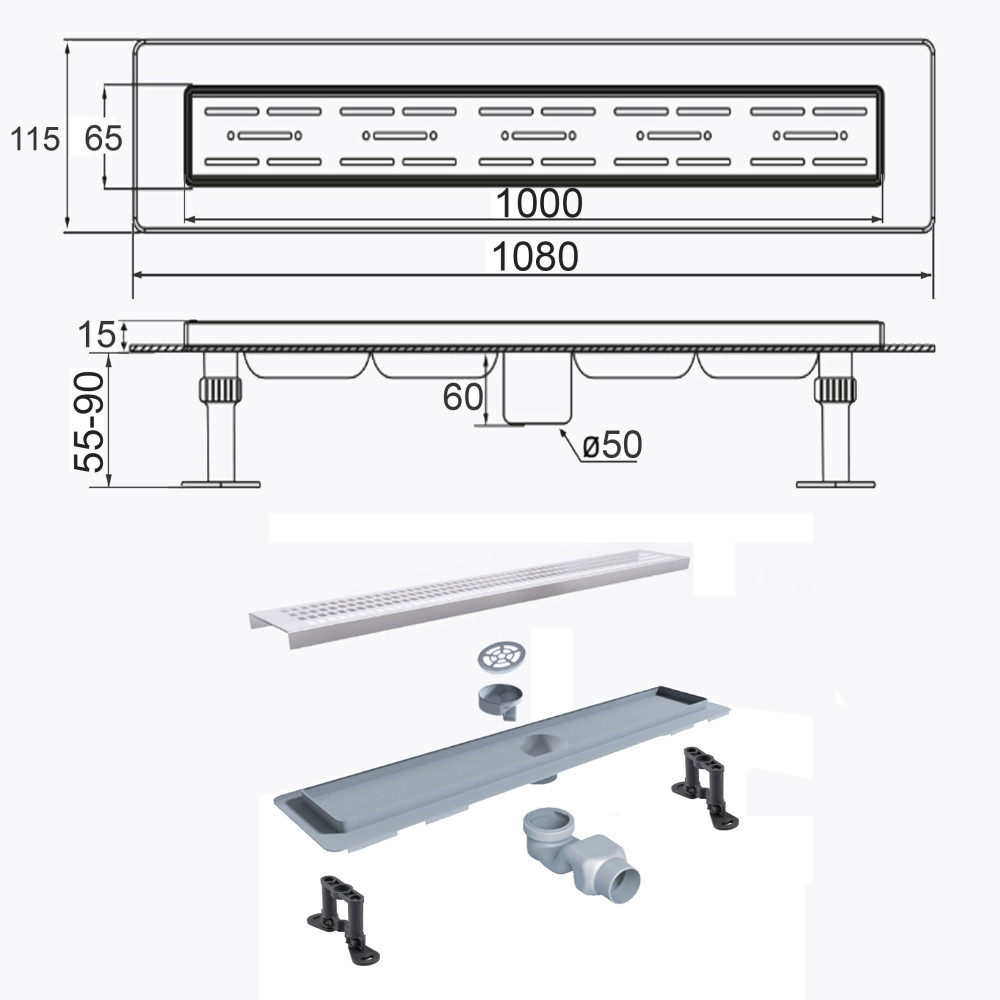 Трап лінійний душовий TILLO TM009-100 100см