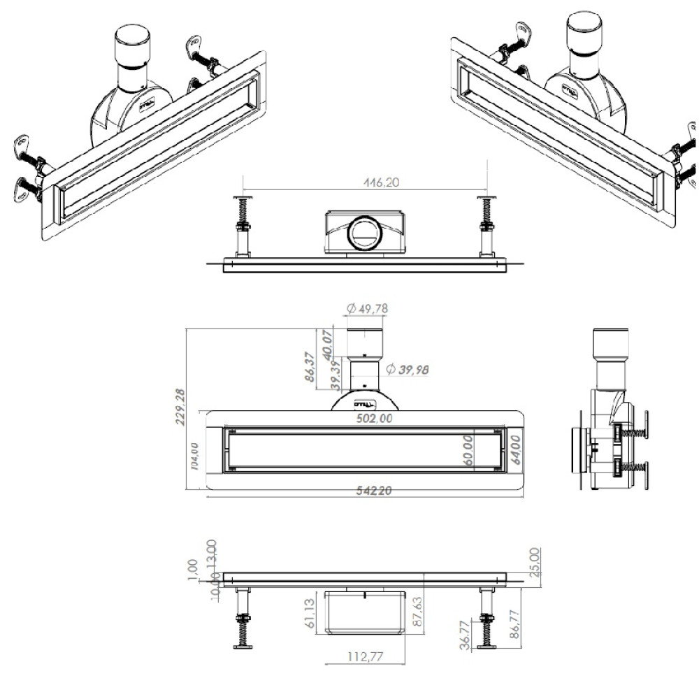Трап лінійний душовий TILLO TM256-C-50