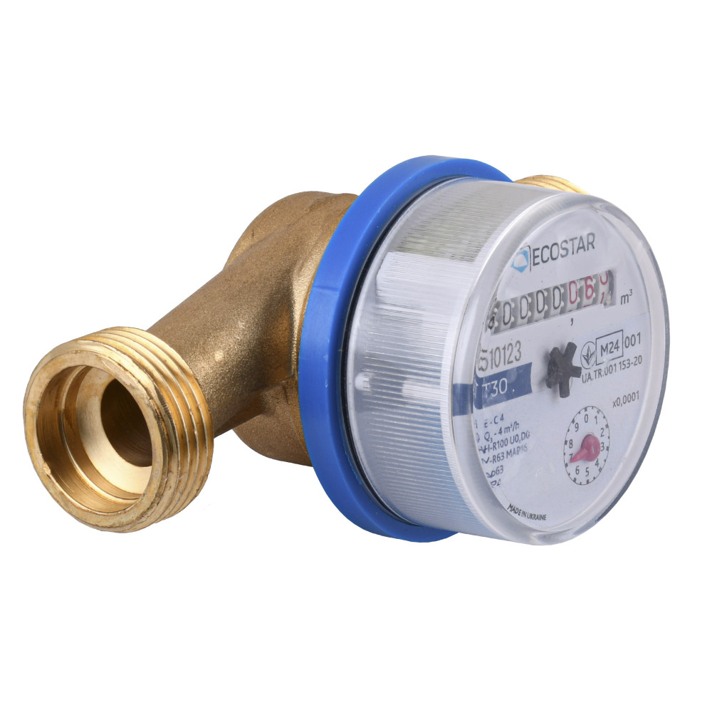 Лічильник холодної води ECOSTAR DN20 3/4″   БЕЗ ШТУЦЕРА   L130 E-C 4,0
