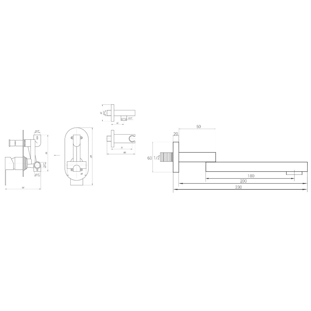 Вилив вбудованного змішувача Globus Lux GLM-200 N-BB