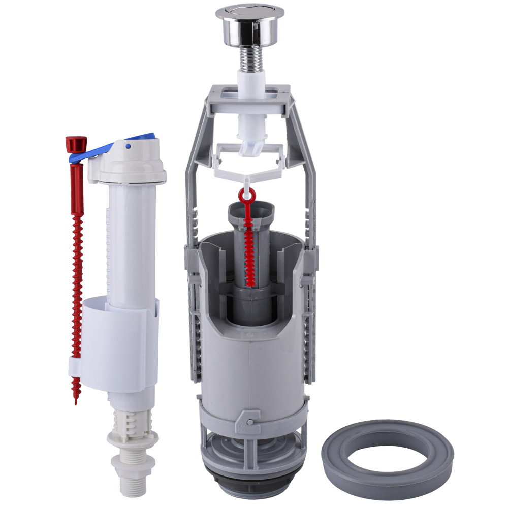 Комплект арматури для зливного бачка з нижнею подачею води  1/2 ″ та двома режимами зливу АБк2-10