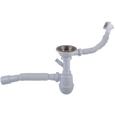Сифон OPTIMUM 31/2″*40 для мийки з відведенням для прал маш, з прямокутним гнучким переливом та гнучкою трубою 40х40/50 OPTI- 27343