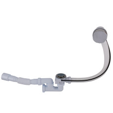 Сифон OPTIMUM для ванни з ревізією, переливом напівавтомат (трос 580, ручка хром) та гофротрубою 40*40/50 OPTI-27433