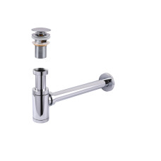 Сифон металевий з донним клапаном з переливом Globus Lux GS-32-105-03A