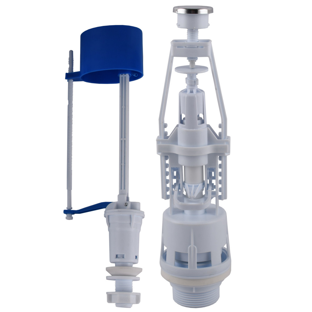 Набір для бачка унітазу OPTIMUM  нижн підв пласт 1/2″ і зливним механізмом з однією кнопкою OPTI 0710