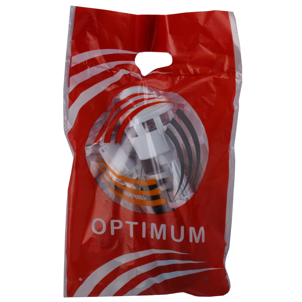 Набір для бачка унітазу OPTIMUM  нижн підв пласт 1/2″ і зливним механізмом з однією кнопкою OPTI 0710