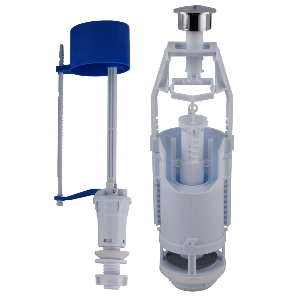 Набір для бачка унітазу OPTIMUM  ниж підв пласт 1/2″  з подвійним режимом зливу і хром кнопкою OPTI 0810