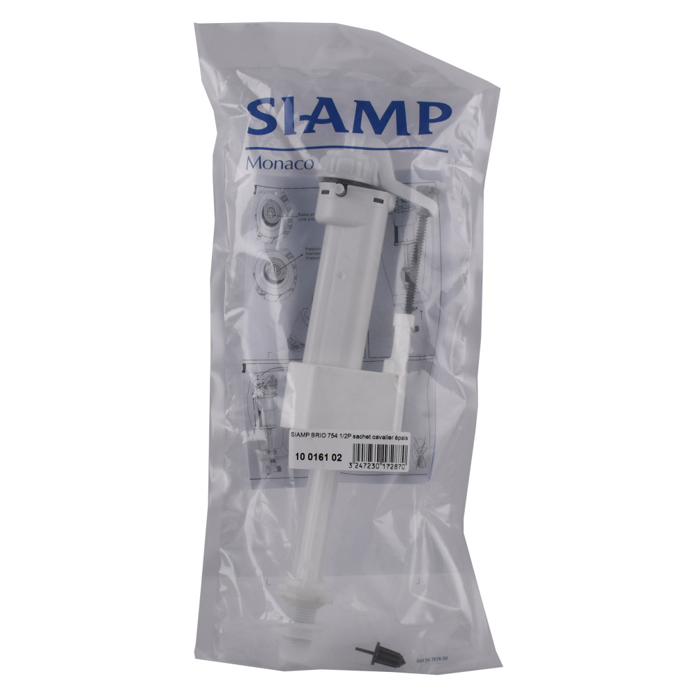 Клапан заповнення SIAMP Brio 754-1/2P,нижнє підведення 1/2'' пластиковий, швидке наповнення