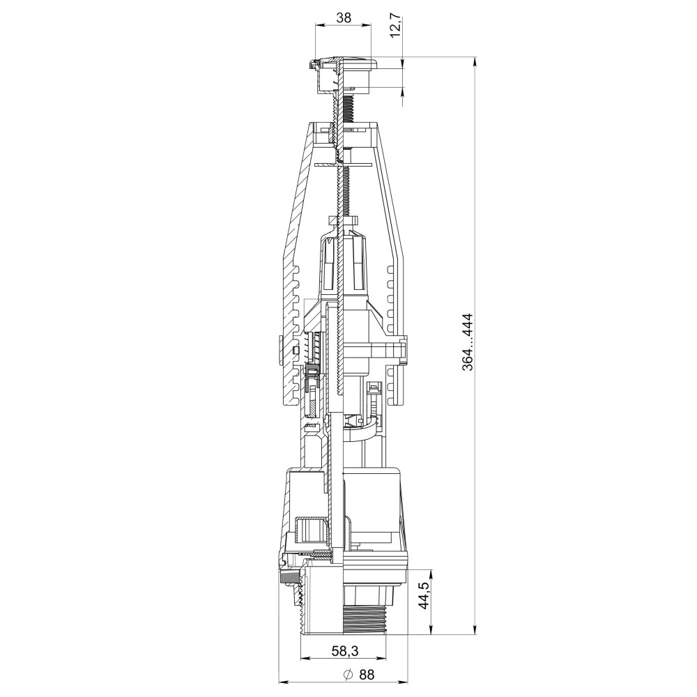 Зливний клапан бачка унітазу OPTIMUM з одним режимом зливу (хромована кнопка) OPTI 0410