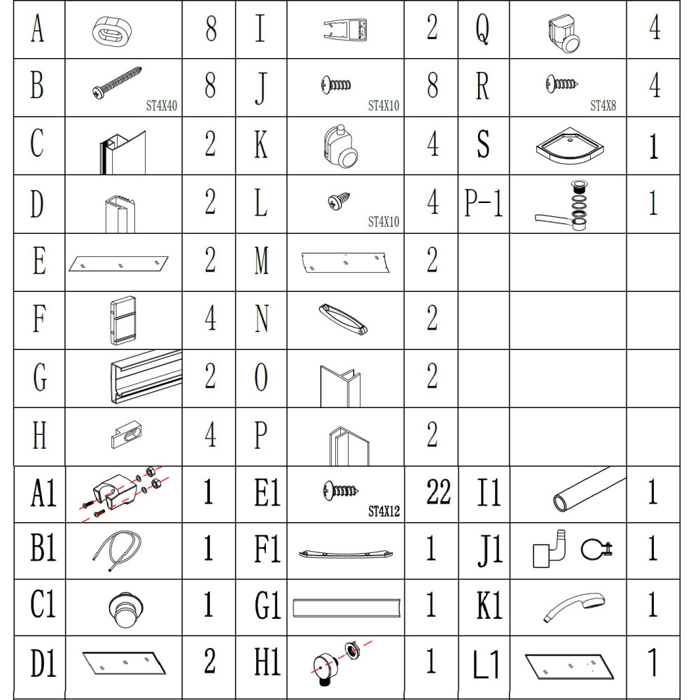 Душовий бокс півкруглий без даху SAN L90GBS (L90B) BRAVO (3уп.)