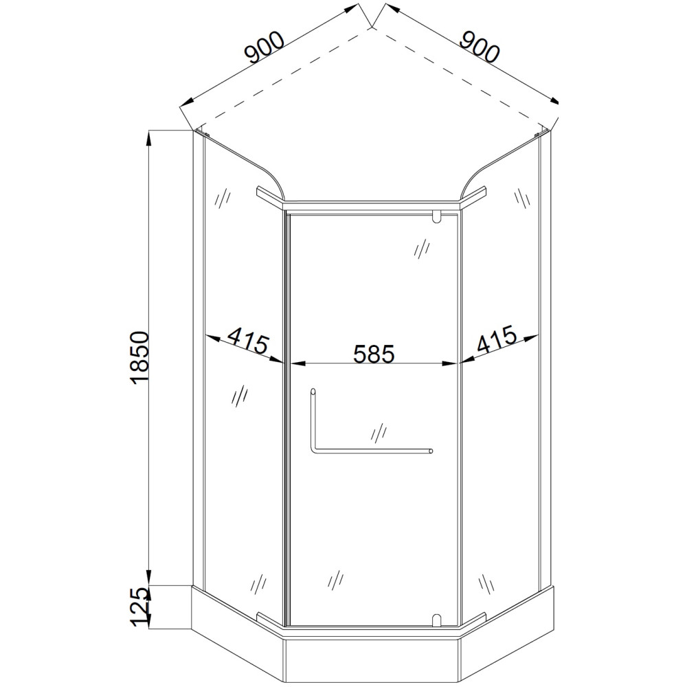 Душова кабіна пятикутна RABA L90TC (L90T) BRAVO (2уп.)