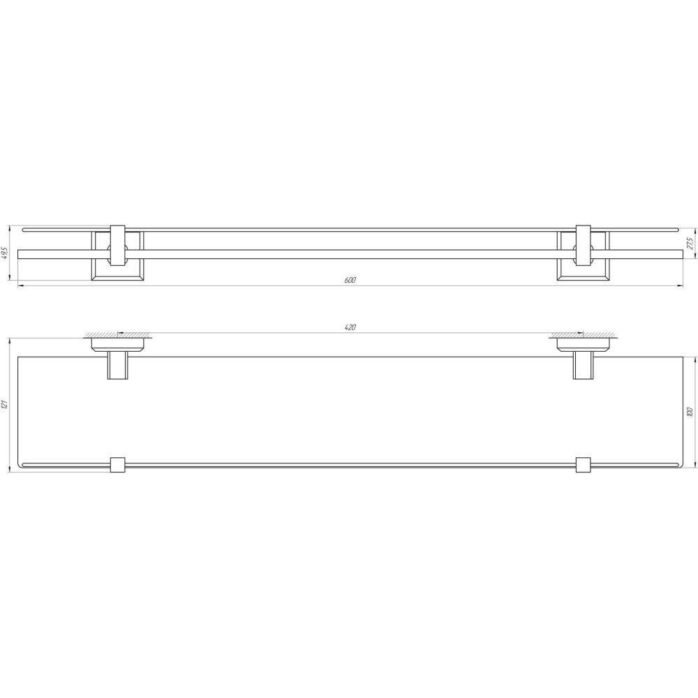 Полиця TOPAZ TKB 9927 скло с бортиком