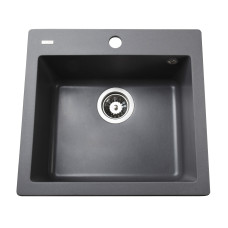 Гранітна мийка Globus Lux AOSTA сірий металiк 490x455мм-А0003