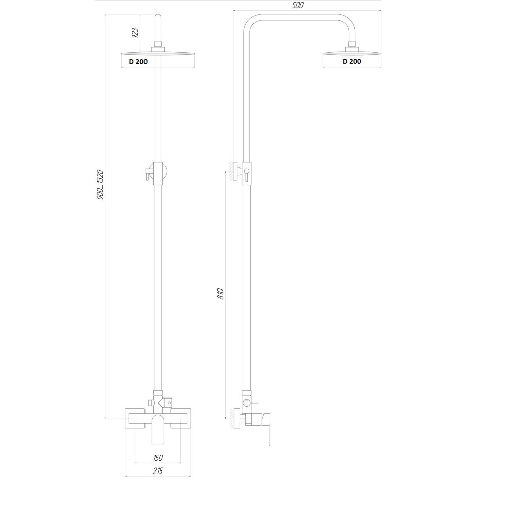 Душова система TOPAZ CAPRI TCA 15702-H37  комплект Н-130см