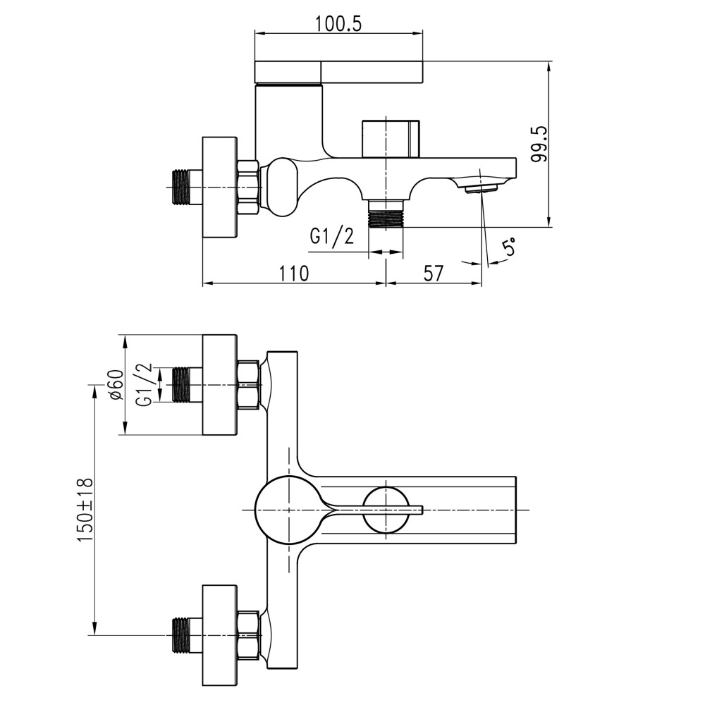 Змішувач для ванни TOPAZ Moderno TMD-33101-H78A
