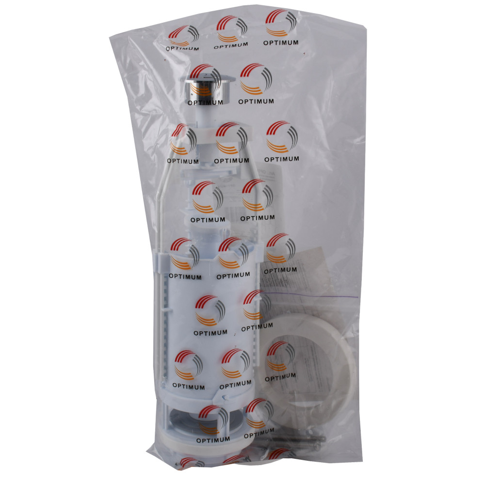 Зливний клапан бачка унітазу OPTIMUM з подвійним режимом зливу (хромована кнопка) OPTI 0510