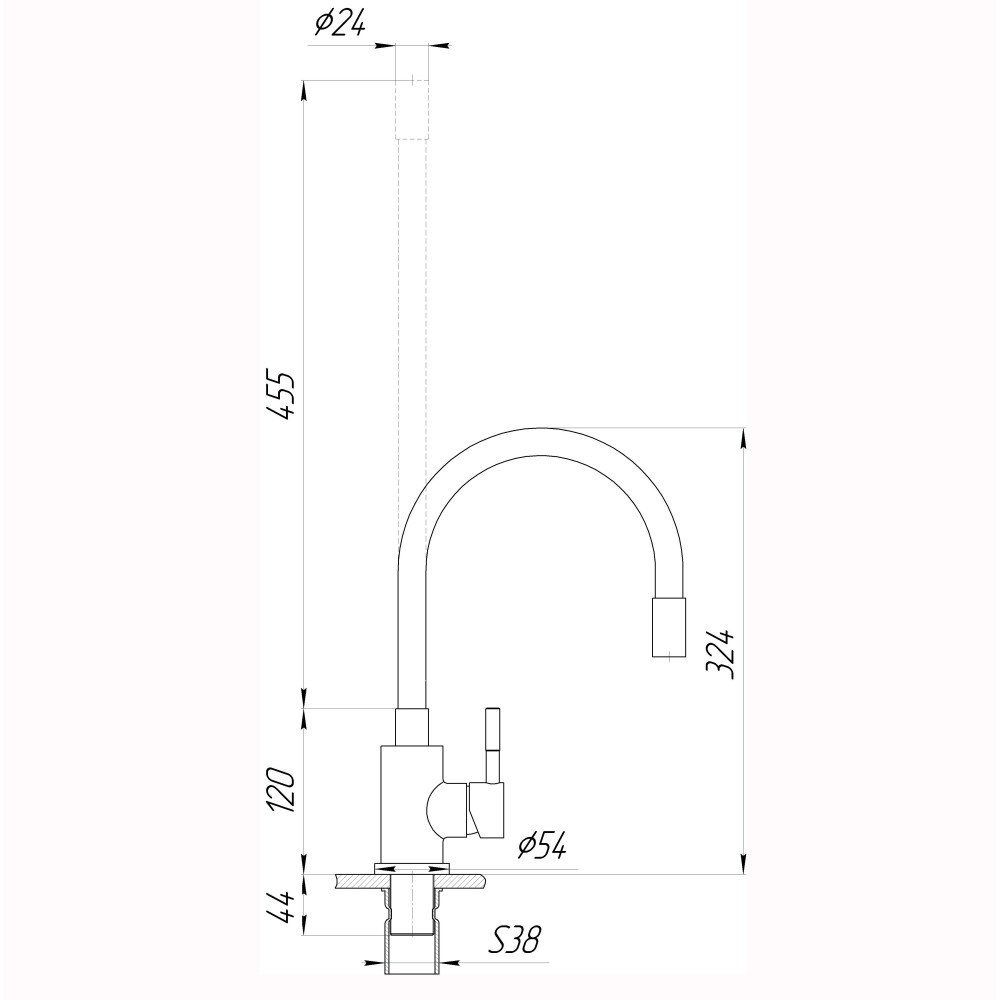 Змішувач для кухні EcoMIX ALPEN AISI-203SG
