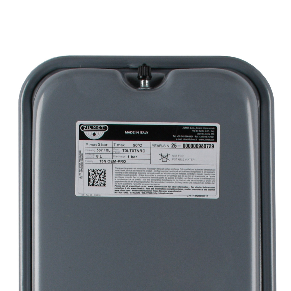 Бак Zilmet oem-pro для монтажу в котли  Арт. 537 8л 3/8″ 3bar прямокутний (13N0000810 )