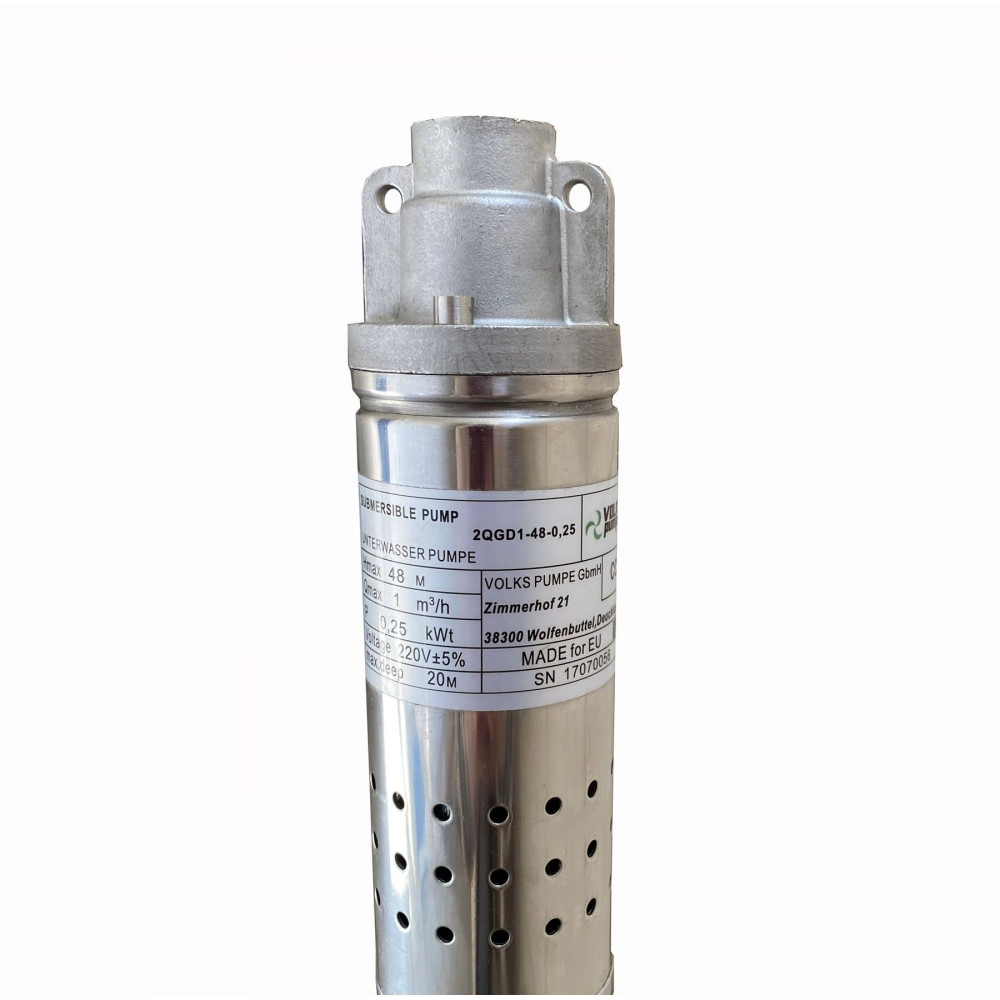 Насос свердловинний шнековий  VOLKS pumpe  2QGD 1-48-0,25кВт 2 дюйми! + кабель 15м