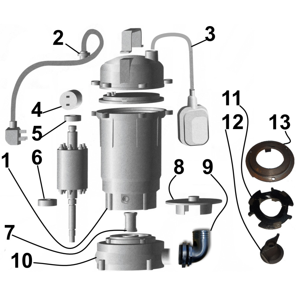 Насос фекальний з ріжучим механізмом VOLKS WQ 10-12G 1.3кВт