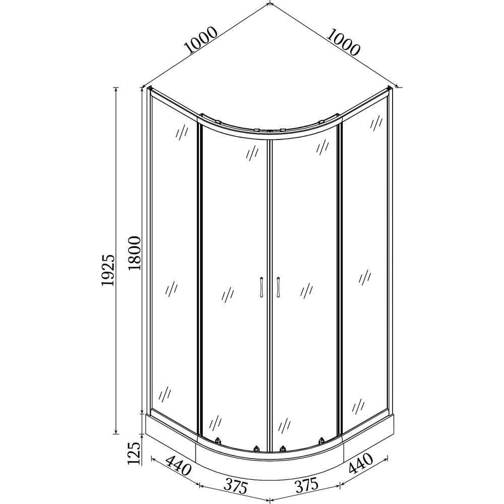 Душова кабіна півкругла WISLA L100FS (L100) BRAVO (2уп.)